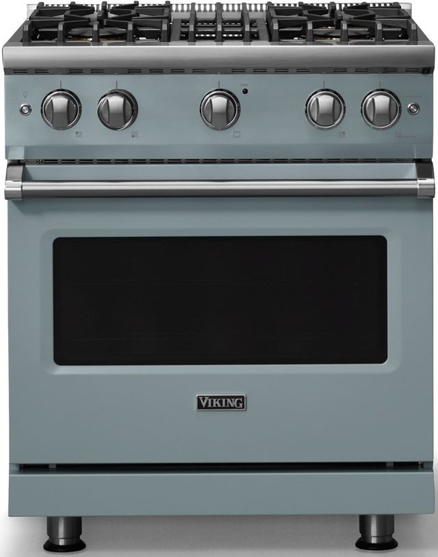 Viking® 5 Series 30" Novembery Sky Pro Style Gas (LP) Range with Polished Chrome Trim-0