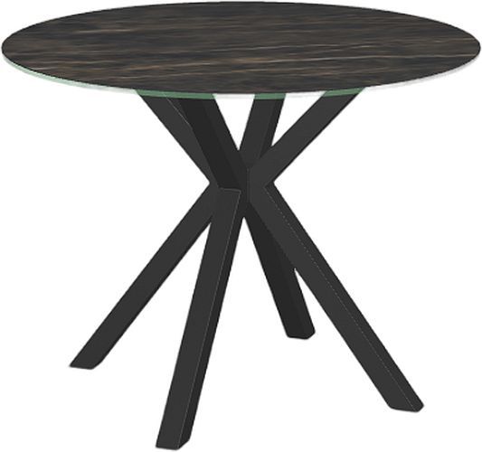 Amisco Customizable Asterisk Black Marble Round Dining Table Top with Metal Base-0