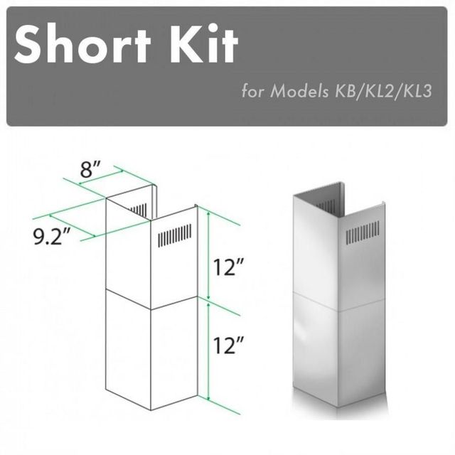 ZLINE 2 Piece 12" Stainless Steel Wall Hood Extension Kit-2