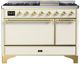 Ilve® Majestic III 48" Antique White Pro Style Dual Fuel Natural Gas Range with Solid Door and Brass Trim-0