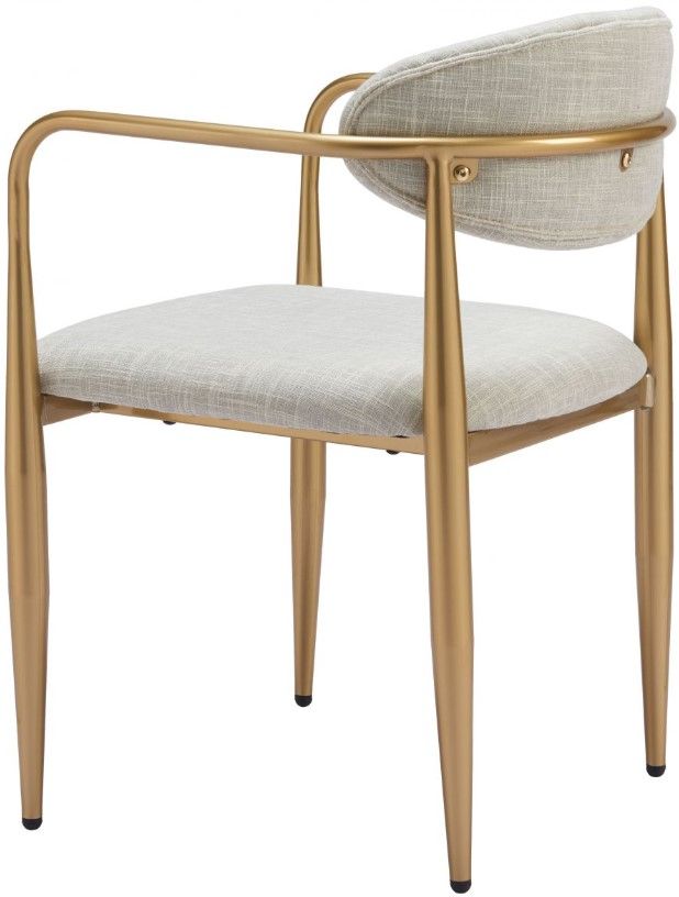 Zuo® Modern Zens 2-Piece Gold/Quill Gray Dining Arm Chair Set-2