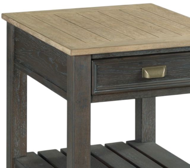 England Furniture Lyle Creek Brown Rectangular End Table with Black Base-1