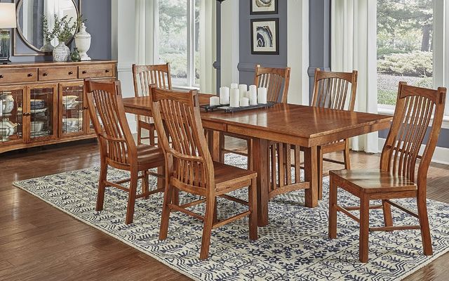 A-America® Laurelhurst Mission Oak Trestle Dining Table-3