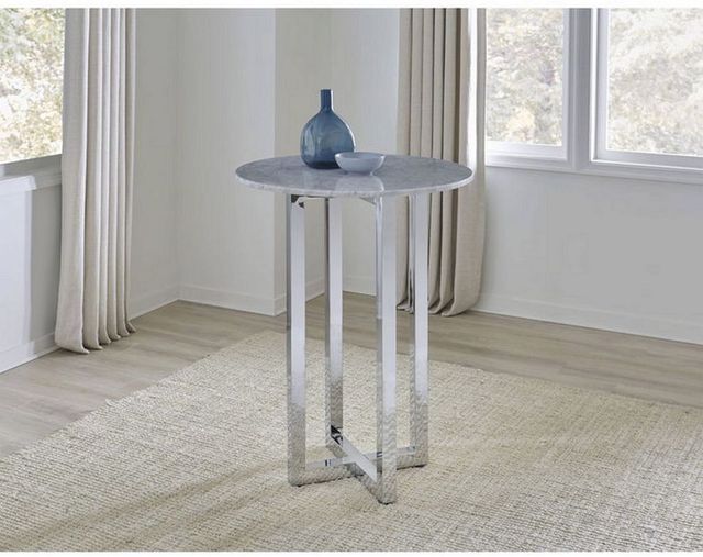 Modus Furniture Amalfi Carrara Marble Top 32" Round Bar Table with Chrome Base -1