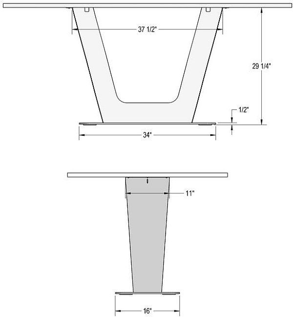 Amisco Customizable Amelia 60" Rectangular Dining Table with Radius Corners and 1" Thermo Fused Laminate Top-2