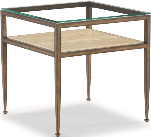 Flexsteel® Venice Glass Top Lamp Table with Black Metal Frames-0
