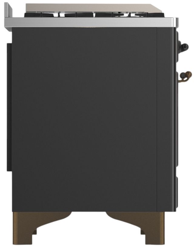 Ilve® Majestic III 40" Graphite Matte Pro Style Dual Fuel Natural Gas Range with Triple Glass Door and Burnished Trim-3