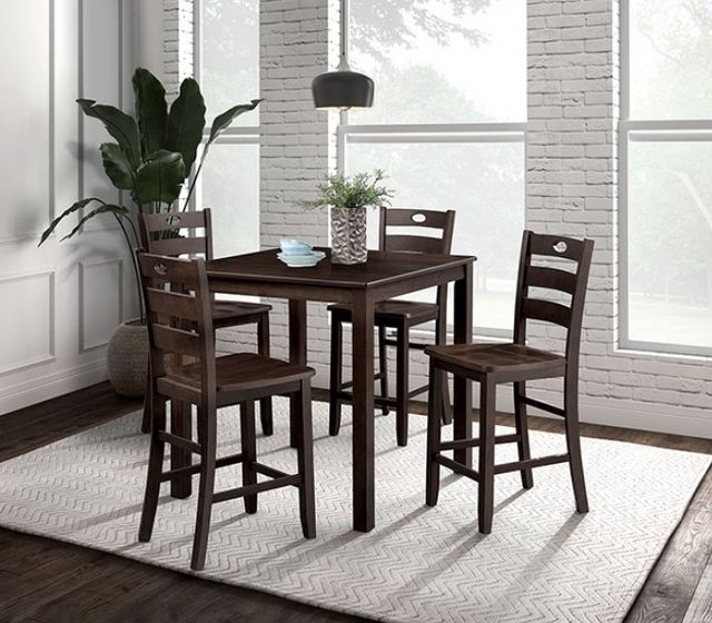 Furniture of America® Lubbock 5-Piece Expresso Counter Height Dining Table Set-1