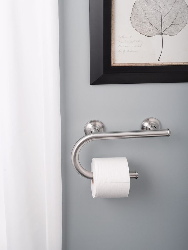 Moen® Brushed Nickel 8" Grab Bar with Paper Holder-1