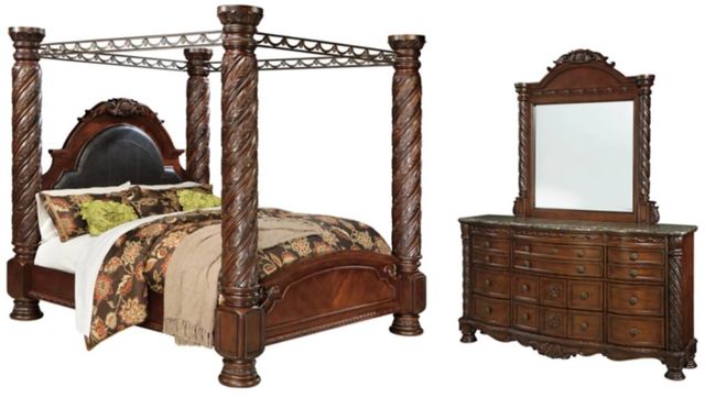 Millennium® by Ashley® North Shore 3-Piece Dark Brown King Poster Bed Set-0