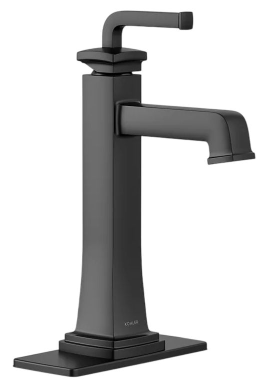 KOHLER® Riff® Matte Black Tall Single-Handle Bathroom Sink Faucet-0