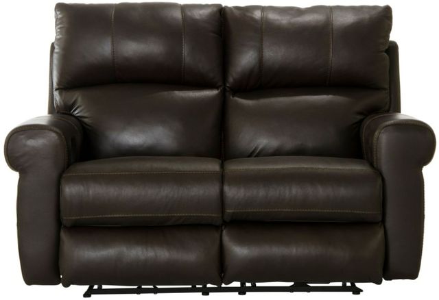 Catnapper® Torretta Chocolate Leather Power Lay Flat Reclining Loveseat-3