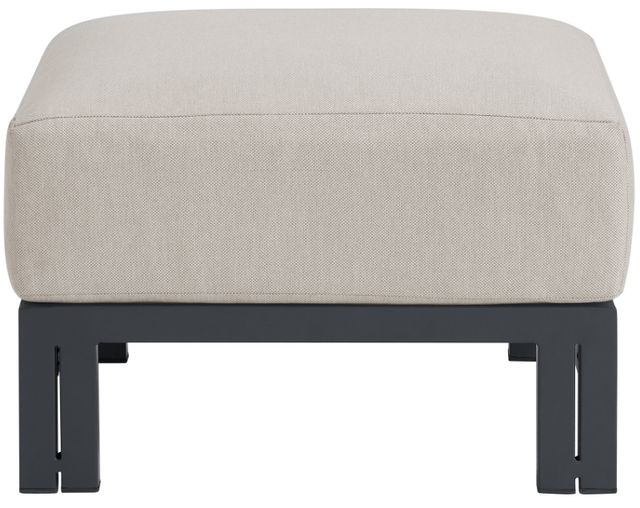 Elements International Playa Dark Gray/Olefin Beige Fabric/Metal Outdoor Ottoman-2