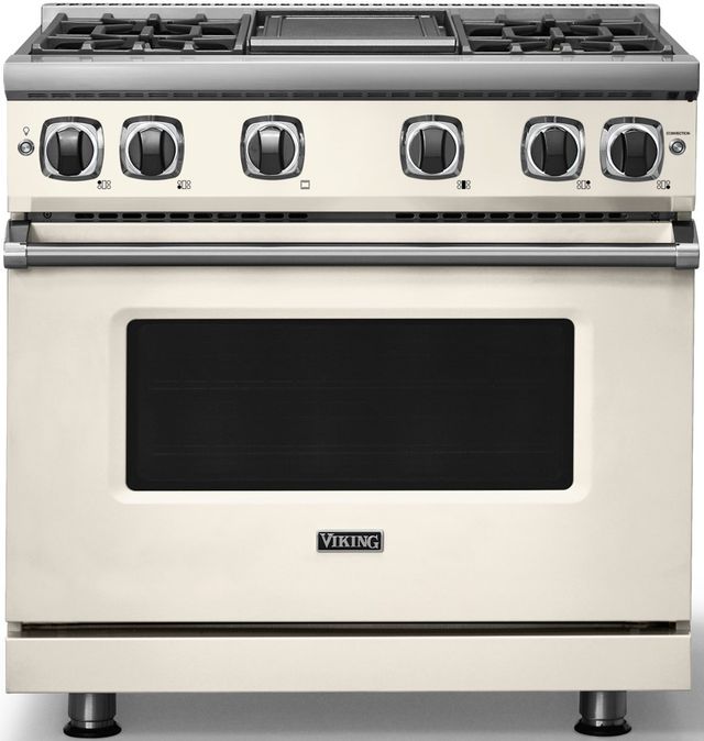 Viking® 7 Series 36" Pure White Pro Style Natural Gas Range with Griddle-2