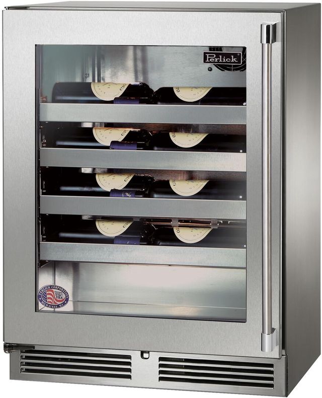 Perlick® Marine & Coastal Series 24" 3.1 Cu. Ft. Stainless Steel Glass Door Built-In Wine Reserve-0
