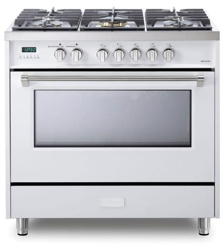 Verona® Designer Series 36" White Pro Style Dual Fuel Range-0