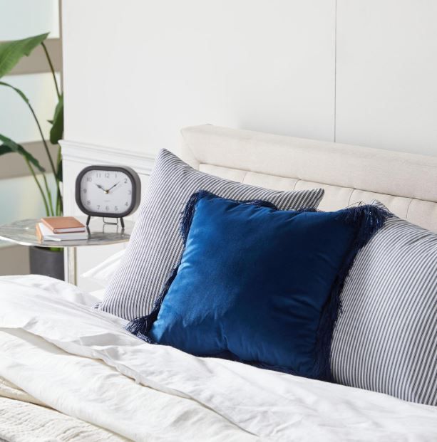 Deco Marche Blue Fabric Throw Pillow-1