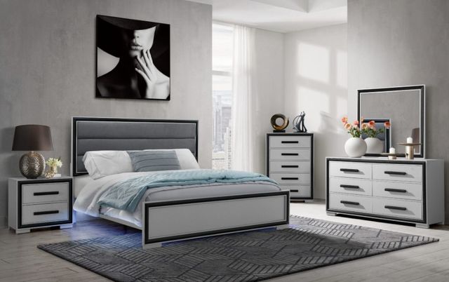 Global Furniture USA Amelia 5-Piece Black/Gray King Panel Bedroom with LED Set -1