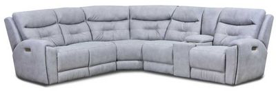 front view of the Southern Motion™ Customizable Point Break 3-Piece Power Headrest Console Sectional with Triple Power