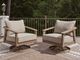 Signature Design by Ashley® Francis Beach Gray/Natural Aluminum/Fabric/Wicker Outdoor Swivel Lounge-1