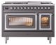 Ilve® Nostalgie II Noblesse 48'' Graphite Matte Pro Style Dual Fuel Range with Copper Trim-1