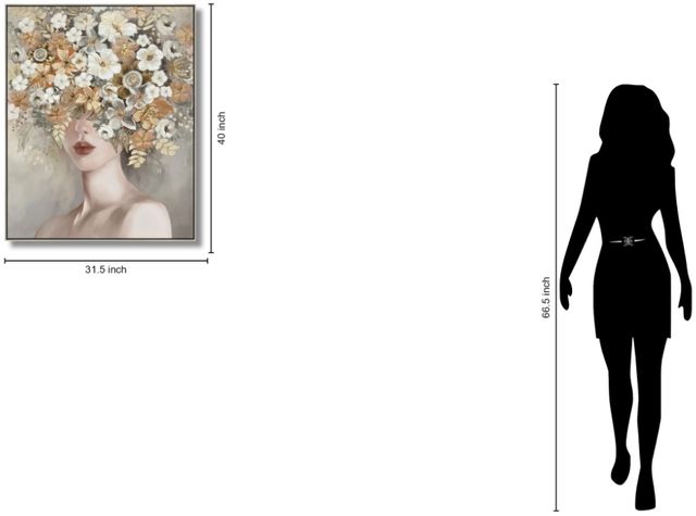 Classy Living Mindful Golden Bloomed Grace Portrait Wall Art-2