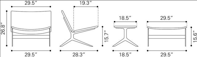 Zuo® Modern Cardiff Brown Lounge Chair and Ottoman Set-2