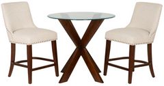 Powell® Adler Auden 3-Piece Glass Dining Table Set with Espresso Base