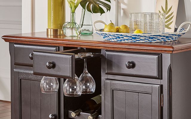 A-America® British Isles OB Antique Oak/Black Wine Server-5