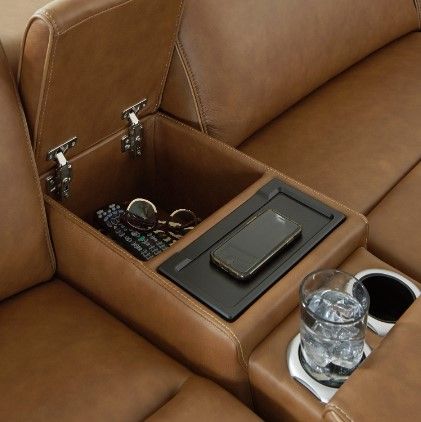 Signature Design by Ashley® Magic Man 6-Piece Caramel Power Reclining Sectional with Console-5