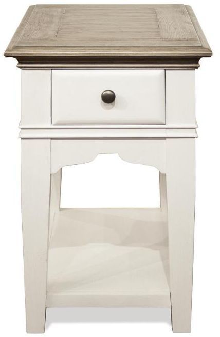 Riverside Furniture Myra Natural Chairside Table with Paperwhite Base-0