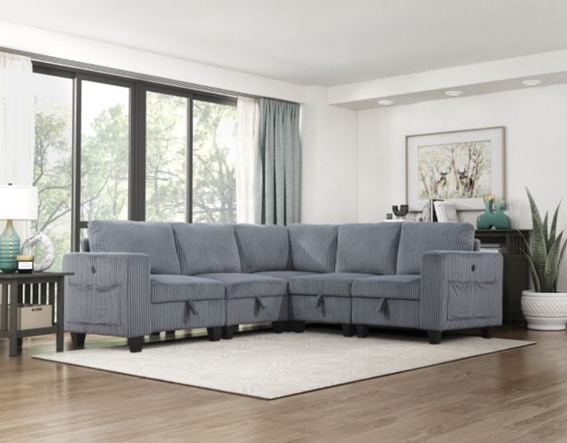 Homelegance® Walterboro 5-Piece Dark Gray Modular Sectional with Storage-1