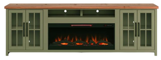 Legends Home Vineyard Fruitwood/Sage Green 97" Fireplace Console-2