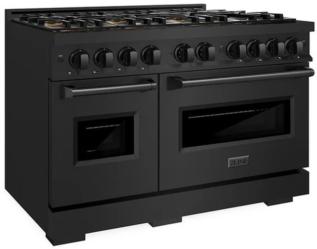 ZLINE 48" 6.7 cu. ft. Dual Fuel Range with 8 Burner DuoPro™ Cooktop and Dual Ovens in Black Stainless Steel -2