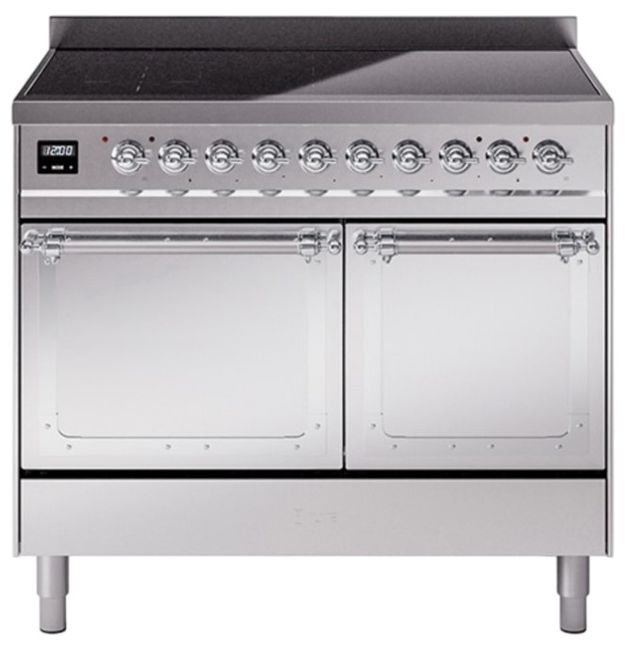 Ilve® Nostalgie II Noblesse 40'' Stainless Steel Pro Style Induction Range with Chrome Trim-0