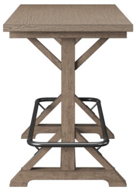 Emerald Home Benton Pecan Brown Trestle Bar Table-4
