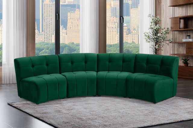 Meridian Furniture Limitless 4-Piece Green Velvet Modular Sectional-1