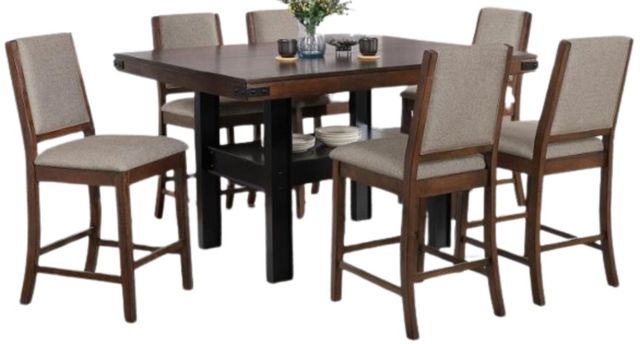 Coaster® Patterson 7-Piece Black/Mango Oak Counter Height Dining Set-0