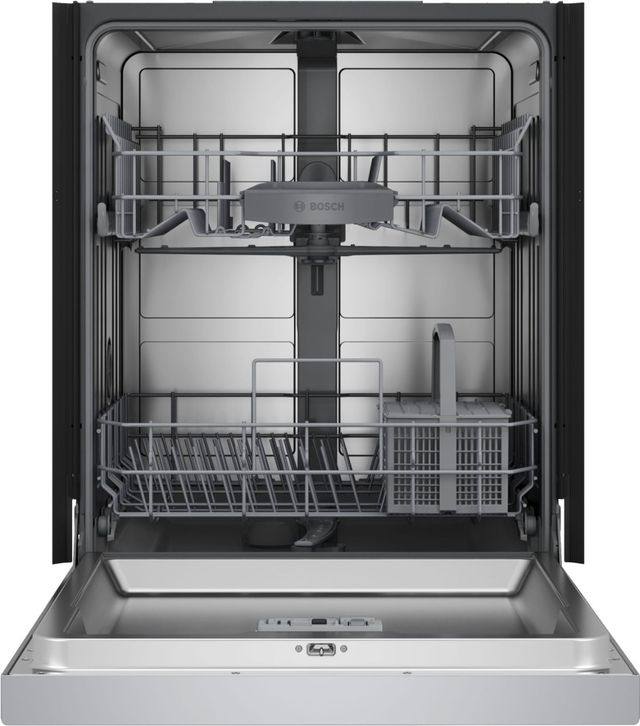 Bosch® 100 Series 24'' Brushed Steel Anti-Fingerprint Front Control Built-In Dishwasher-1