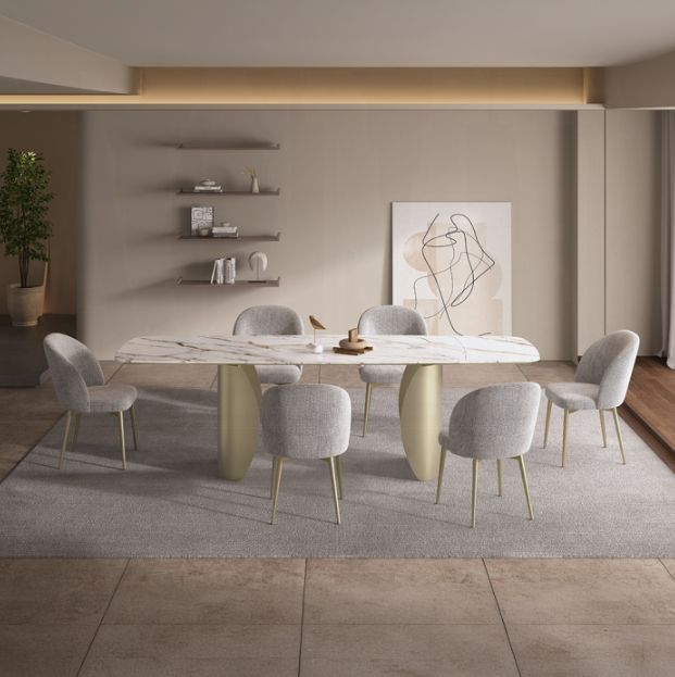 ACME Furniture Cora White Dining Table with Golden Champagne Base-1