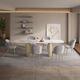 ACME Furniture Cora White Dining Table with Golden Champagne Base-1