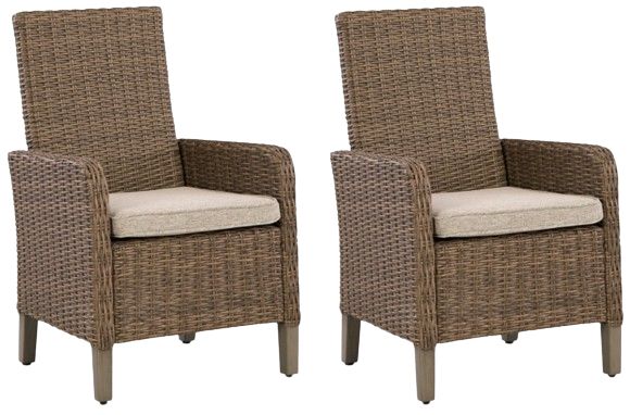 Signature Design by Ashley® Laguna Heights Beige-Gray Fabric/Resin Wicker Outdoor Arm Chair-2