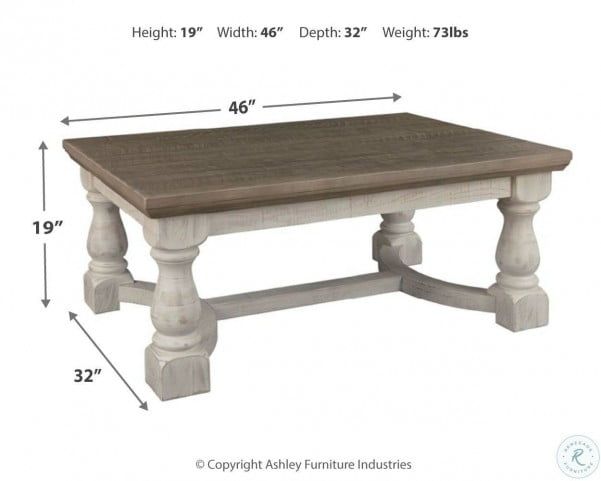 Signature Design by Ashley® Havalance Weathered Gray Coffee Table with Vintage White Base-1