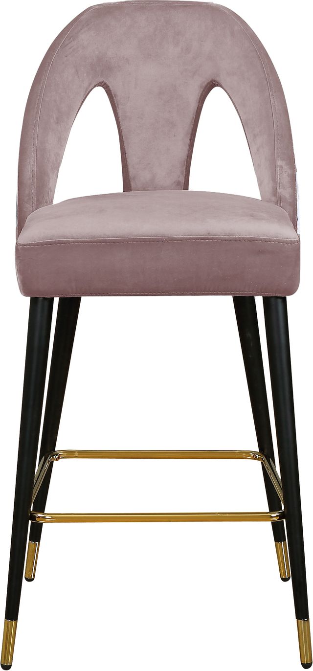 Meridian Furniture Akoya 2-Piece Pink Velvet Counter Stools-3