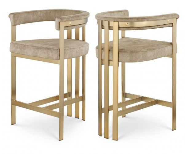 Meridian Furniture Marcello Beige/Brushed Brass Counter Stool-3