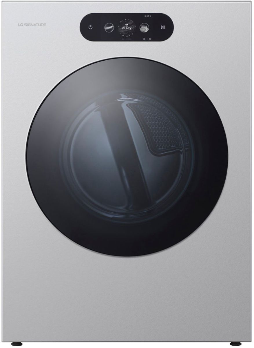 LG Signature 9.0 Cu. Ft. Brushed Platinum Steel Smart Front Load Electric Dryer