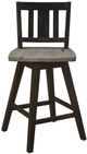 Homelegance® Amsonia Black Sand/Distressed Gray Swivel Counter Height Chair with Vertical Slat Back-3