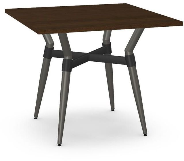 Amisco Customizable Link Walnut Veneer 29.5" Square Table with Steel Legs-0