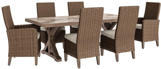 Signature Design by Ashley® Beachcroft 7 Piece Beige Outdoor Dining Set-0