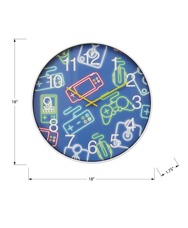 Monarch Specialties Inc. Blue 18" Wall Clock For Kids with Multi-Colored Neon Electronics-2